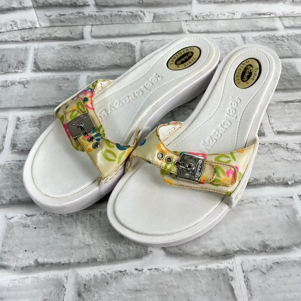Dr. Scholl’s Women's Size 10 Vintage White Floral Twist Comfort Slide Sandals